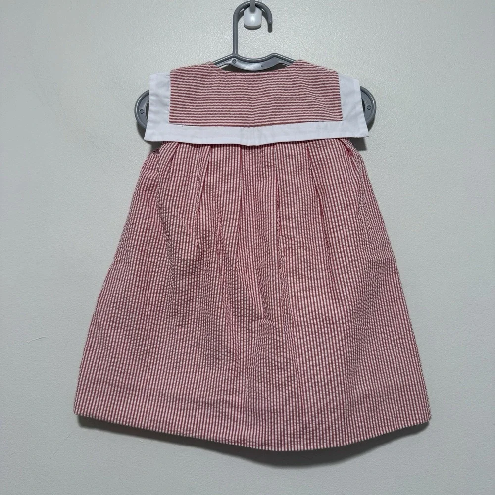 TBBC Beaufort Bonnet Company Sarah Sailboat Red Stripe Dress 18-24 Months